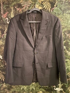 Theory Charcoal Pinstripe Suit Jacket